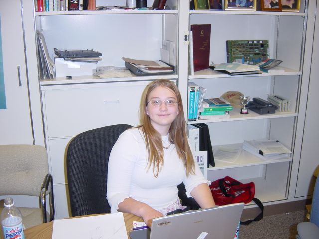 Liz at Her Desk - Using Dad's Laptop!