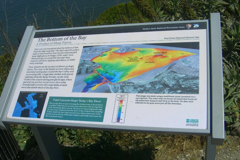 CIMG6471.JPG - The Bottom of the Bay:  A Product of Many Forces, sign from USGS