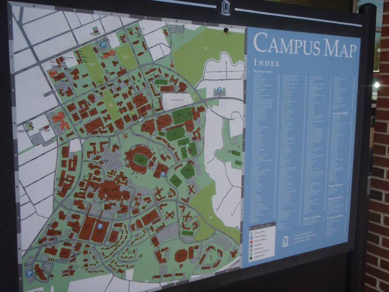 P4020146.JPG - Campus Map, standing on South Road at the Daniels Building