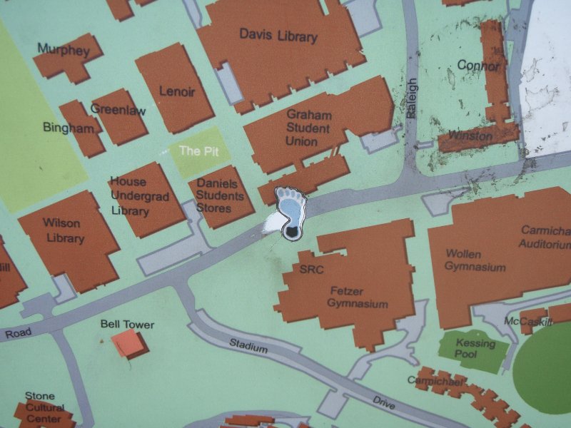 P4020147.JPG - Campus Map, standing on South Road at the Daniels Building