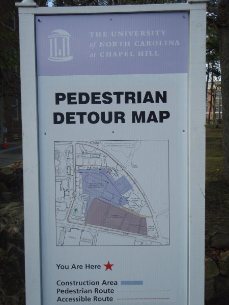 P4020153.JPG - UNC Pedestrian Detour Map - You Are Here, SW corner of Old Chapel Hill Cemetery