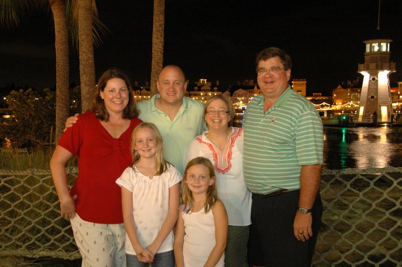 DisneyPhotoImage4.jpg - Bill, Laura, and the Cousins with DIsney's Boardwalk in the background