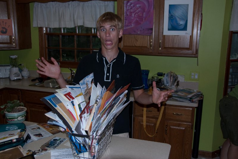 DSC_8749.jpg - Mike disposes of his College mailers he's collected since Jr year.