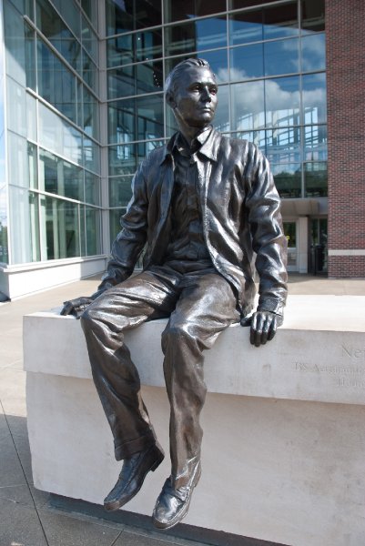 Purdue092609-9517.jpg - Statue of Neil Amstrong in front of Neil Armstrong Hall of Engineering.