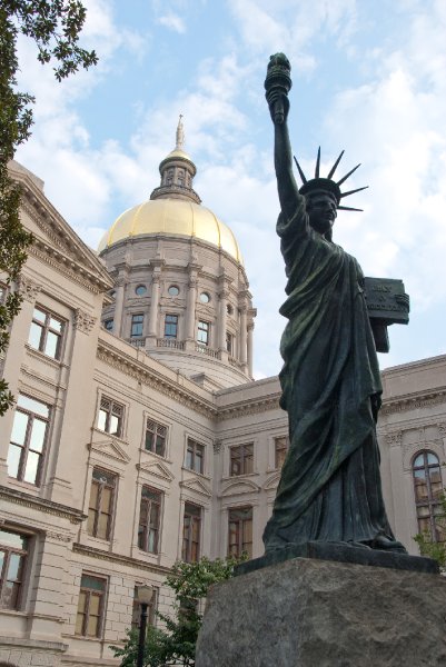 Atlanta082509-8808.jpg - Replica of the Statue of Liberty in front of Georgia State Capitol