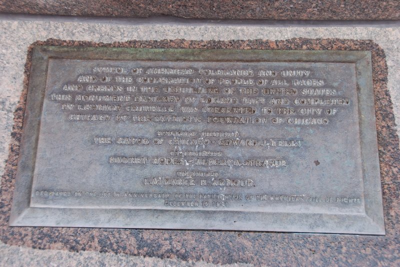 Chicago042809-5836.jpg - George Washington-Robert Morris-Haym Salomon Memorial. Bronze design by Lorado Taft and dedicated to the 150th anniversary of the bill of rights, 1941
