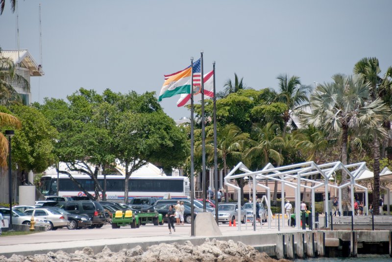 Miami041509-5027.jpg - Flags of Bayfront Walkway and Facilities