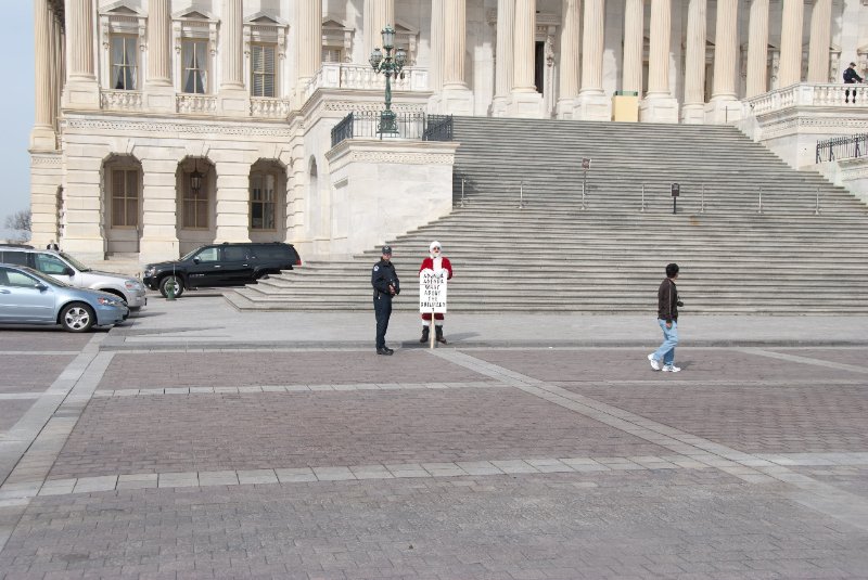 WashDC032709-4252.jpg - The United States Capitol, Santa at steps of South Wing, House.