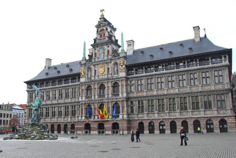 Antwerp021610-1466.jpg - Grote Markt: Stadhuis / City Hall with the Brabo Statue in front.