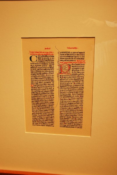 Antwerp021610-1513.jpg - Facsimile of folio 285 recto from the 42-line bible (B42).Mainz, Johannes Gutenberg, between 1452 and 1455. Mainz, Gutenberg-Museum. Gift by the Gutenberg-Museum, Mainz.