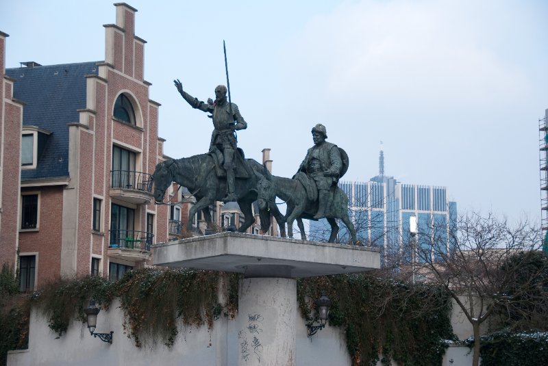Brussels021510-1298.jpg - Don Quixote and Sancho Panza in Place D'Espagne near Brussels Central station