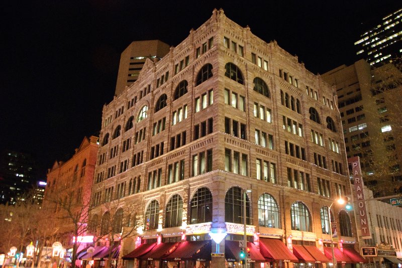Denver041410-2403nn.jpg - Masonic Building. Marlow's on 16th Street Mall at Glenarm Place. Paramount Theatre  (right edige)