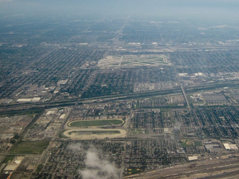 Taiwan060210-1064.jpg - Looking South:  Chicago Motor Speedway, Hawthorne Park Racetrack, Midway Airport, Flying from Seattle to Chicago; approaching OHare.