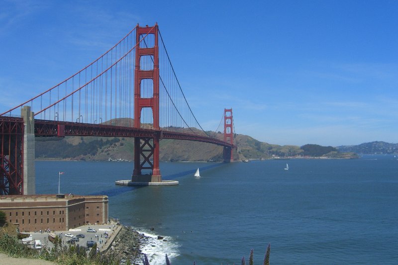 CIMG6473.JPG - Golden Gate Bridge (Fort Point, foreground) viewed from Battery East Road