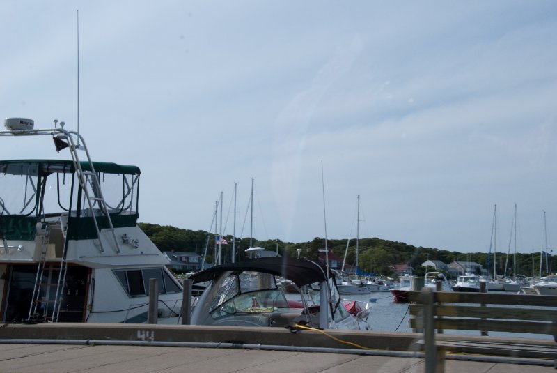 DSC_7802.jpg - Looking North at Oak Bluffs Harbour.  Driving West on Lake Ave, Oak Bluffs