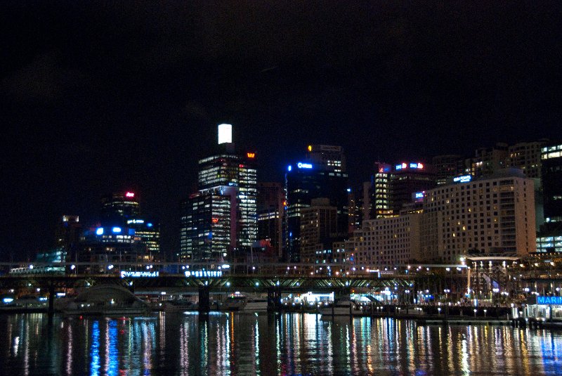 Sydney090209-9282.jpg - Looking West at Pyrmont Bridge. Evening Walk through the Cockle Bay Area