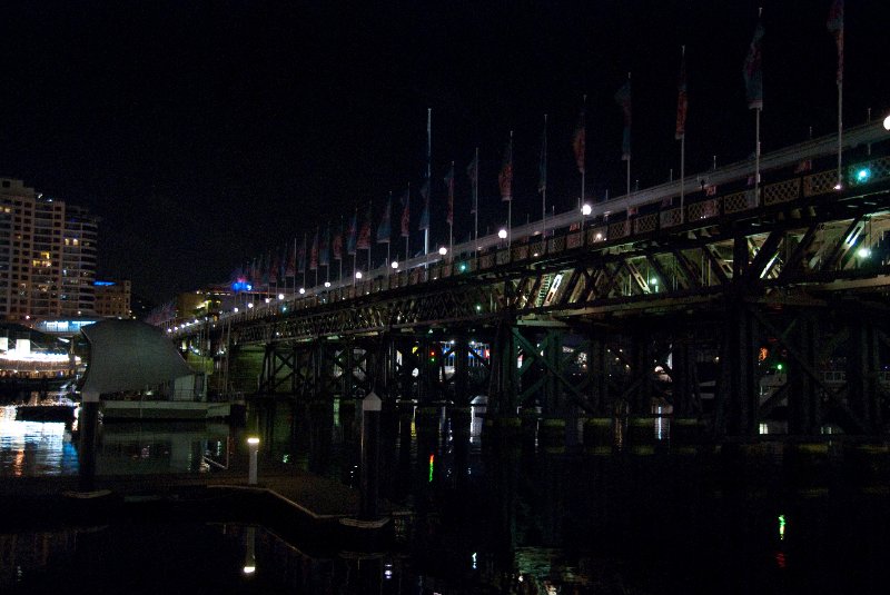 Sydney090209-9294.jpg - Looking West along Pyrmont Bridge. Evening Walk through the Cockle Bay Area