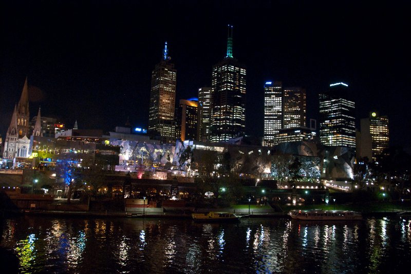 Melbourne090409-9469.jpg - St Paul's Anglican Cathedral (left edge), Federation Wharf (center), Yarra River (foreground).