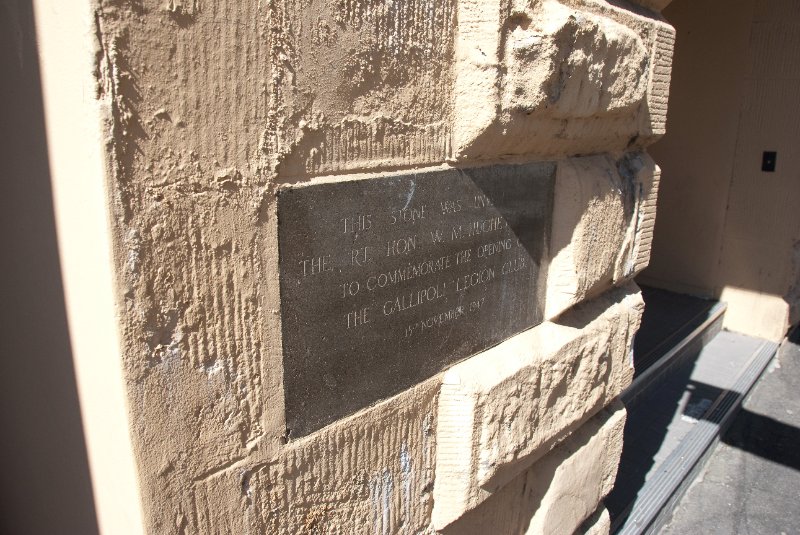 Sydney090209-9153.jpg - This stone was unveiled by the Rt. Hon. W. M. Hughes to commemorate the opening of the Gallipoli Legion Club 15th November 1947