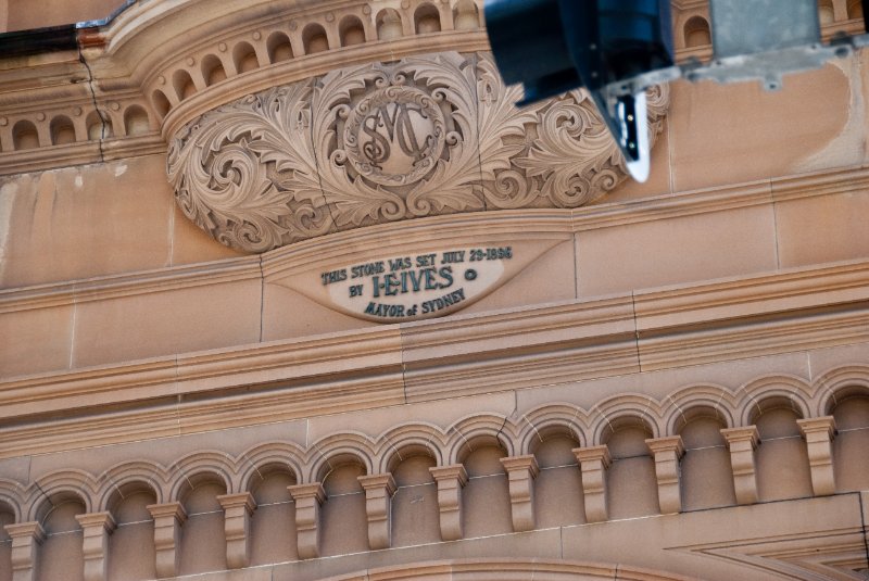 Sydney090209-9221.jpg - Queen Victoria Building, This Stone was Set July 29, 1896 by I. E. Ives Mayor of Sydney