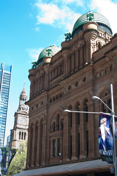 Sydney090209-9224.jpg - Queen Victoria Building, view from George Street. Sydney Town Hall (background)