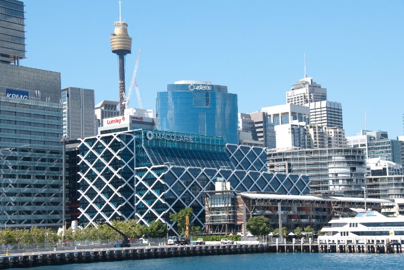 Sydney090109-9057.jpg - Sydney Tower, King Street Wharf area. Ferry Ride from Maritime Museum  to Sydney Harbour Circular Quay Ferry Terminal