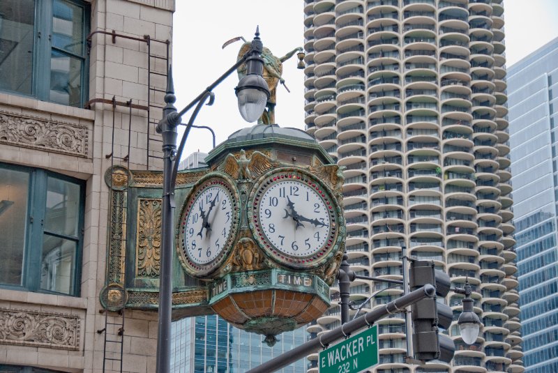 Chicago042809-5939.jpg - Jewelers Building Clock with Marina Towers in background