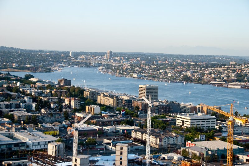 Seattle080309-8336.jpg - Lake Union, Elevator Ride Going Up the Space Needle