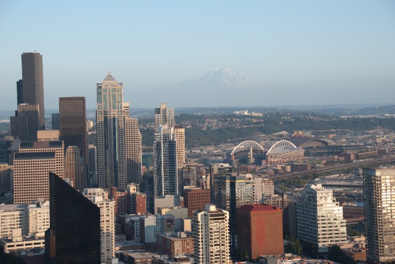 Seattle080309-8349.jpg - Downtown Seattle Skyline, Qwest Field, SafeCo Field as viewed from the SE side of the Space Needle