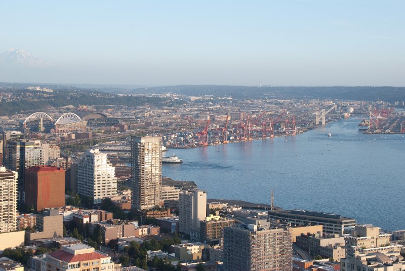 Seattle080309-8376.jpg - Downtown Seattle Skyline and Elliot Bay as viewed from the SE side of the Space Needle