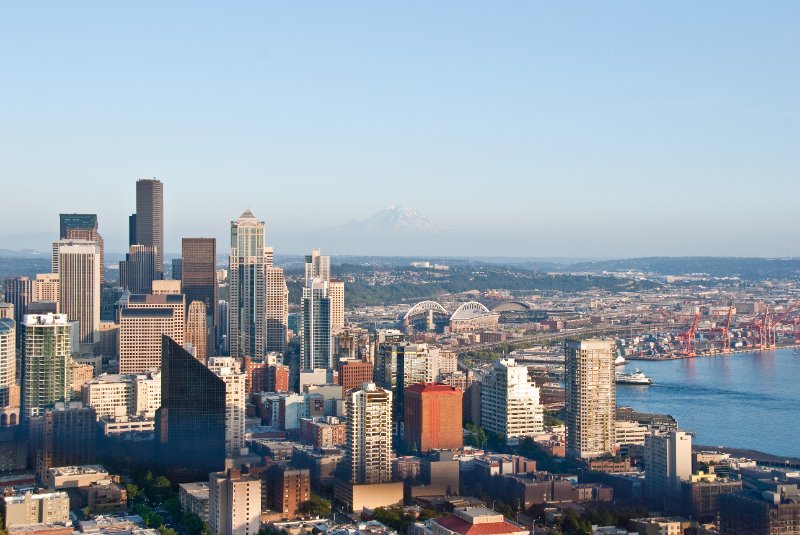 Seattle080309-8387.jpg - Downtown Seattle Skyline and Elliot Bay as viewed from the SE side of the Space Needle