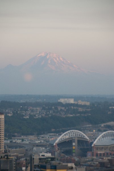 Seattle080309-8421.jpg - Mt. Rainier, Qwest Field, SafeCo Field as viewed from the SE side of the Space Needle SkyCity Restaurant