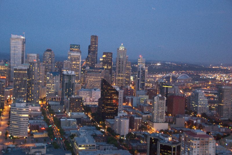 Seattle080309-8433.jpg - Downtown Seattle Skyline, Qwest Field, SafeCo Field as viewed from the SE side of the Space Needle SkyCity Restaurant