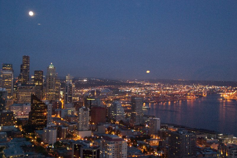 Seattle080309-8444.jpg - Downtown Seattle and Elliott Bay view looking South East from the Space Needle SkyCity Restaurant