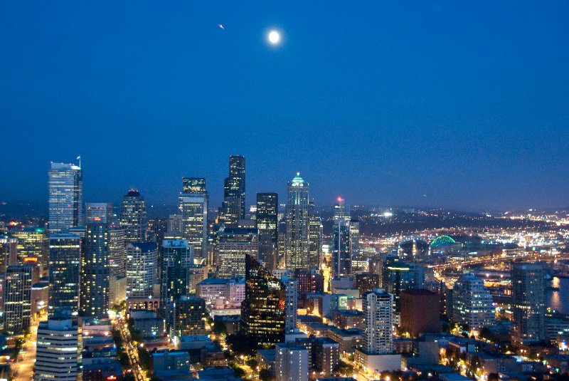 Seattle080309-8452.jpg - Downtown Seattle Skyline, Qwest Field, SafeCo Field as viewed from the SE side of the Space Needle Observation Deck