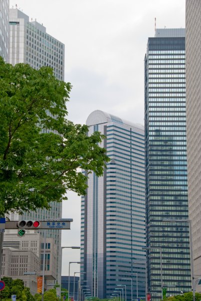 Tokyo051109-6588.jpg - Shinjuku I Land Tower (round top), Shinjuku Mitsui Bldg (right edge)