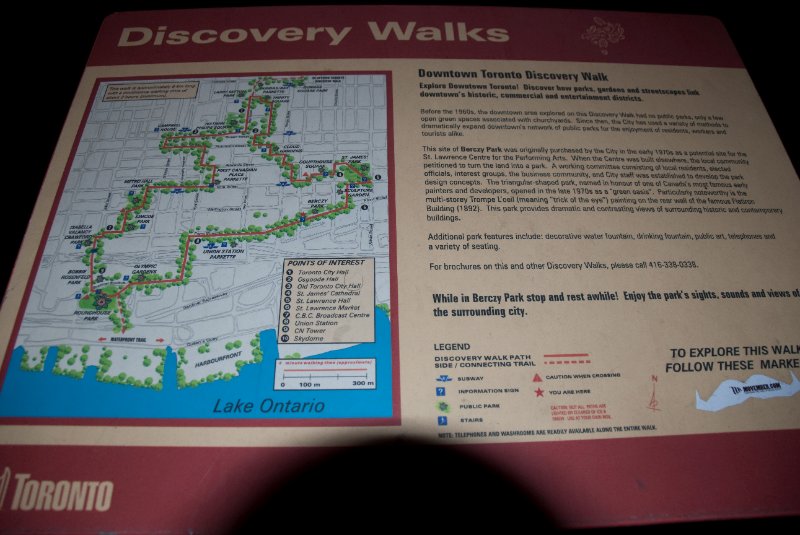 DSC_0377.jpg - Discovery Walks sign posted in Berczy Park, Toronto