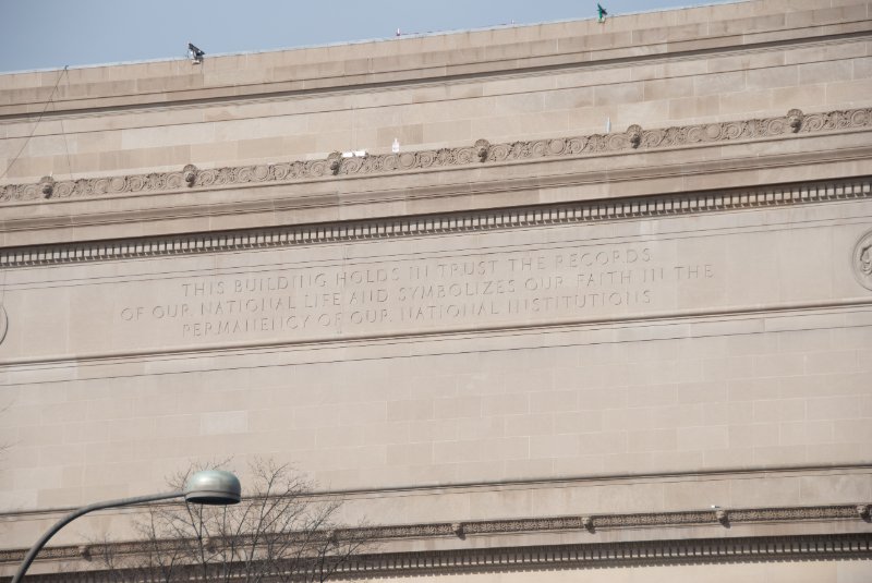 WashDC032709-4198.jpg - National Archives - The building holds in trust the records of our national life and symbolizes our faith in the permancy of our national institutions.