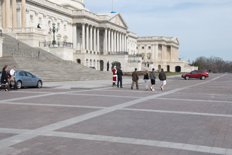 WashDC032709-4255.jpg - The East Front of the U.S. Capitol, South Wing, House (left).  Santa and security guard