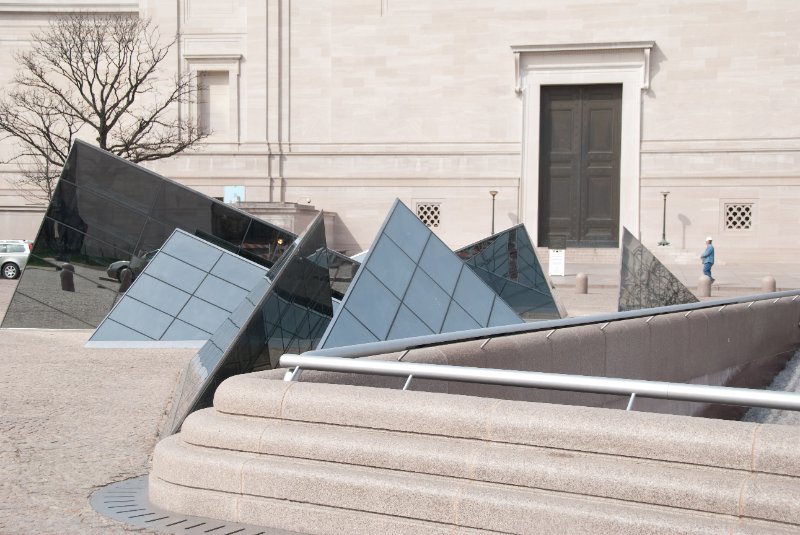 WashDC032709-4291.jpg - National Gallery of Art - Glass Pyramid design over the tunnel connecting the East to the West Building (background), by IM Pei