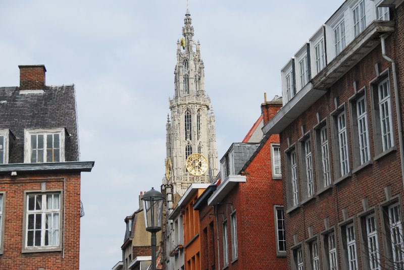 Antwerp021610-1479.jpg - The Gothic Spire of The Cathedral of Our Lady, Antwerp, View looking North West from Steenhouwersvest.