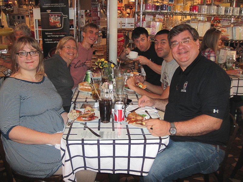 Mother's Day lunch at the Gourmet Shop: Liz, Cathie, Mike, Coleman, Nasse, Jack