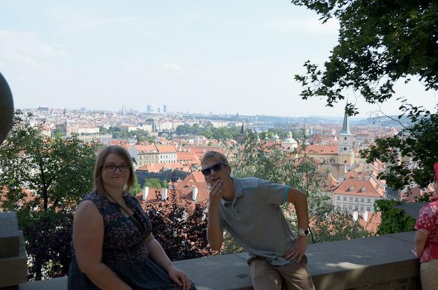 Liz and Mike. View of Prague from Royal Garden. Pražský hrad / Prague Castle Liz and Mike