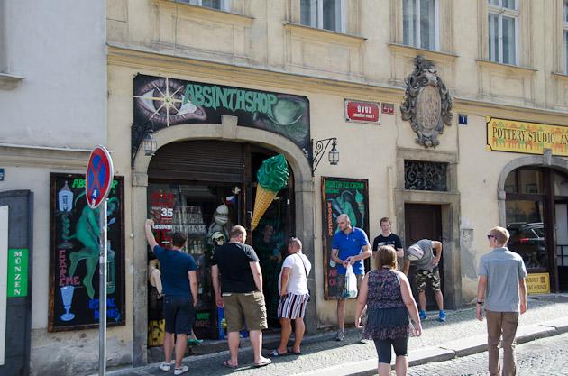 Absinthshop. Walk down the hill from Prague Castle/Pražský hrad Absinthshop